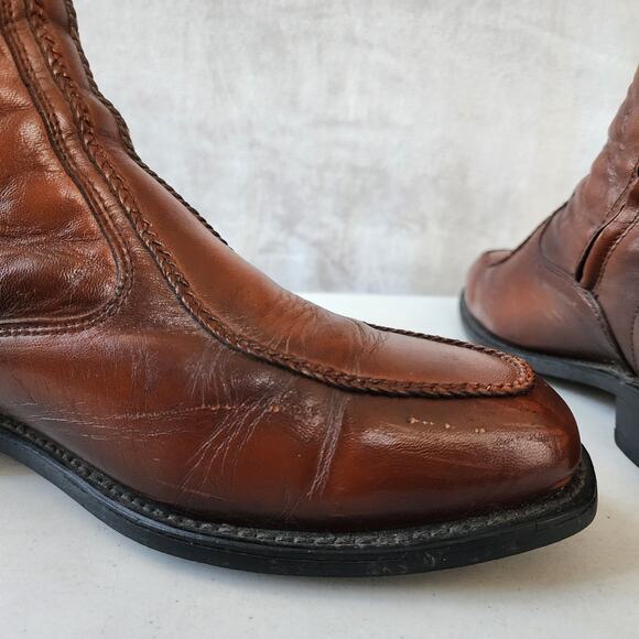 Dingo Boots Mens Size 10 Extra Wide Ankle Cowboy Western Brown Leather Zip 4E - Picture 9 of 14